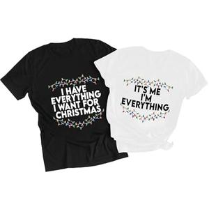 Christmas Couples Shirts His and Her Matching Xmas Outfits Funny Christmas Family Pajamas Short Sleeve Tees Top, Size Medium