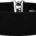 BlackButterfly Wide Elastic Waist Cinch Stretch Waistband Retro Clasp Buckle Belt (Black, L)