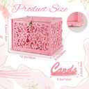 Pink Wedding Card Box with Lock, PVC Gift Card Box for Wedding Reception Decorations, Exquisite DIY Money Envelope Card Box for Party Graduation Birthday Baby Shower Wedding Decor