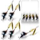 5 Pcs Trout Lures Spinner Fishing Lures with Hard Metal Brass Spinner Baits Kit in Tackle Box for Salmon Bass Walleye Crappie Pike Freshwater Saltwater Lake River