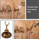 Vintage Brass Shower Head Holder Wall Mount Experience Unique One-Hole Design A Touch of Style for Household Bathroom 9.5x6.5cm, can clip 2cm