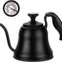 Tea Kettle with Thermometer Stovetop Gooseneck Kettle 28oz 0.8L Pour Over Coffee Pot, Matte Black Camping Home Kitchen Water Boiler, 1Pack