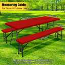 Smiry Picnic Table Cover with Bench Covers, Waterproof Elastic Fitted Polyester Tablecloths for 8 Ft Rectangle Tables, Washable Windproof Tablecloth for Outdoor, RV & Camping (Red, 30x96 Inches)