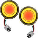 Motorcycle 1157 LED Turn Signal Light Front Rear 2 Inch Bullet Smoked Lens Compatible with Harley Softail Touring Dyna Fat Boy Sportster Road King Street Glide Electra Glide