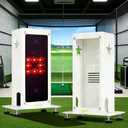 Protective Shield for Square Golf Launch Monitor with Leveling,Metal Golf Launch Monitor Case, Protects Against Collisions and Ventilation Design,Indoor/Outdoor Use,for Golf Lovers (White)