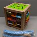 Wooden Baby Walker | Baby Push Walker with 9-in-1 Activity Cube, Sit to Stand Learning Walker Toy with Wheels for Boys Girls, Montessori Activity Center Walker, Adjustable Speed & Height