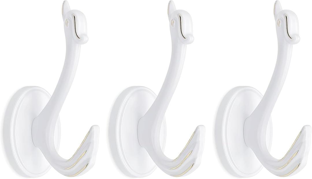 Decorative Wall Hooks for Hanging, Cute Swan Coat Hooks Wall Mount Unique Hanger Clothes Key Purse Hat Robe Towel Hook for Bathroom Shower Closet Entryway Animal Wall Decor White 3 Pack
