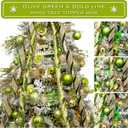 Christmas Tree Topper Bow53 x 13 Inches Velvet Large Christmas Bow Decor with Long Glittering Streamer LineXmas Decorations for Tree Wreath Door Festival Home(Olive Green & Gold Line)