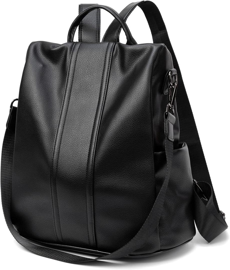 PINCNEL Women Backpack Purse Waterproof Nylon Anti-theft Rucksack Lightweight Shoulder Bag, Medium, Black