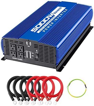 kinverch 5000W Power Inverter 12V to 110V Car Inverter with 4AC Outlets 2USB Ports for Camping/Truck/RV/Home