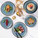 AmorArc Ceramic Dinnerware Sets, Handmade Reactive Glaze Stoneware Plates and Bowls Sets, Highly Scratch Resistant | Dishwasher & Microwave Safe Dishes Set, Service for 4 (12pc)
