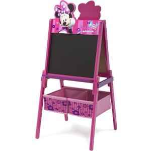 Delta Children Wooden Double-Sided Kids Easel with Storage -Ideal for Arts & Crafts, Homeschooling and More, Disney Minnie Mouse - Greenguard Gold Certified, Drawing