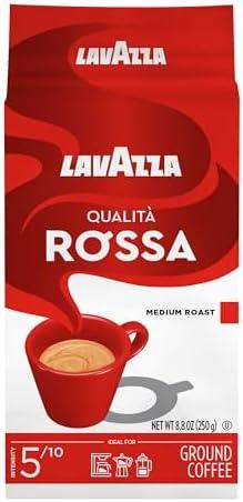 Lavazza Qualità Rossa Ground Coffee, Medium Roast, Arabica and Robusta Blend, 8.8 oz Brick, Set of 3