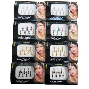 8 Packs- 56 Bindis Combo of Silver/Gold/Black/Multicolored Face Jewels Bollywood tika`