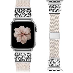 TOYOUTHS Braided Magnetic Band Compatible with Apple Watch Bands 42/41/40/38mm Women Men, Dressy Celtic Metal Fancy Stretchy Elastic Bracelet Strap for iWatch Series 11 10 9 8 7 6 5 4 SE 3 2 1