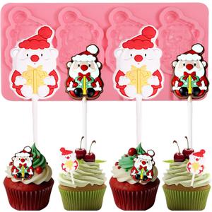 3 x 1 Pcs Christmas Candy Mold, Santa Claus Chocolate Fondant Mold, Reusable Kitchen Baking Supplies for Cake Decoration Cupcake Topping Flower Paste Cookie Mousse Sugar Craft DIY Clay Resin