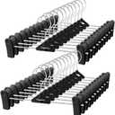 NORTHERN BROTHERS Pants Hangers with Clips 30 Pack Black - Stackable Space Saving - Non-Slip, Adjustable - Jeans Shorts Skirt Hanger with Clips for Man, Women, Kid, Children, Baby