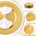 50 Pcs 13" Vintage Gold Charger Plates Round Beaded Chargers Bulk for Dinner Plates Serving for 50 Guests for Antique Wedding Holiday Party Bridal Shower Event Dinner Table Setting Decoration