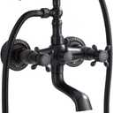 Oil Rubbed Bronze Tub Faucet GGStudy Clawfoot Bathtub Faucet Wall Mount Hand Held Shower Faucet Set Double cross Handle with Center with Adapter Adjustable Swing Arms