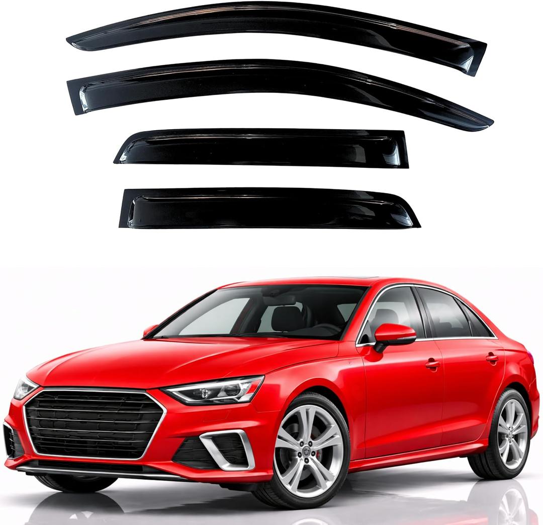 KPY Rain Guards Fit for 2017-2023 Audi A4 Sedan, Out-Channel Window Visors Vent Wind Deflectors 4PC, Car Accessories for 17-23 Audi A4 Sedan (Sedan Only)