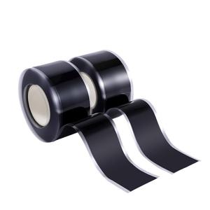 Self Fusing Silicone Tape 2 Rolls 1 in x 10' Black Waterproof Rescue Tape Rubber Leak Silicone Self-amalgamating Tape for Plumbing, Sealing Pipes, Hose Repair, Outdoor Coax and Tool Fixation