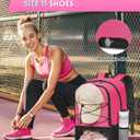 MATEIN Girls Soccer Backpack, Large Basketball Bag with Ball Holder & Shoe Compartment for Tournament & Game Day, Lightweight Youth Sports Bag with Fence Hook Fits 15.6 Inch Laptop, Soccer Team Gifts, Pink