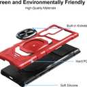 Heavy Duty Protection Case for Samsung Galaxy S22 Ultra Phone Case with Built-in Screen Protector, Military Grade Shockproof 360 Degree Metall Ring Kickstand Travel Cover Shell (Red)