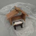 Yaomiao 2 Pcs Small Christmas Nativity Stable Manger Decorations 9.25 x 7.08 Inch Wood Nativity Scene with Roof Star for Inside Scale Holy Family Tiny Wooden Stable Shed Creche Home Desk Decor