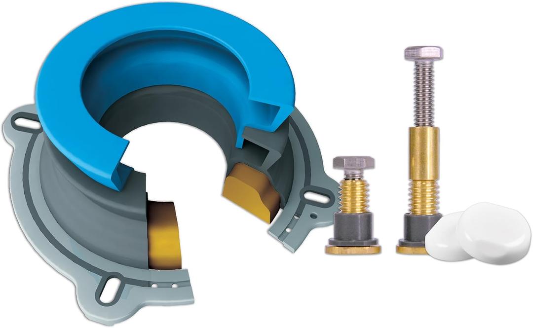 DANCO All-in-One Toilet Installation Kit, Perfect Seal Wax Ring & Zero Cut Bolts, Toilet Repair, Wax-Free, Mounting Toilet Bolts (10879X)