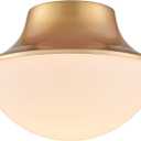 Modern Gold Semi Flush Mount Ceiling Light Fixture Brass Metal Round Bowl Shape Milk Glass Light Fixture Ceiling Mount for Bathroom Bedroom Hallway Entrance Staircase Office Living Room