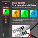 Digital pH Meter High Accuracy UL-Certified Water Tester with 6 Packs Calibration Powders Color LCD Backlit Display with pH Test Strip for Pools Hydroponics Aquariums Hot Tubs Drinking Water