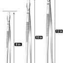 JETKONG 3 Pcs Kitchen Tweezers Tongs, Stainless Steel Cooking Tweezers, 8+10+12 Inch Ideal for meat, pasta, plating and pinching delicate small pieces of food (Silver)