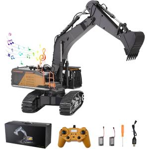 VEVOR Remote Control Excavator Toy, 1:14 Scale Remote Control Digger with Metal Shovel, 22 Channel RC Excavator with Lights & Sounds, Full Functional Construction Vehicles for Kids, Birthday Present