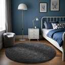 Ophanie Round Rug 4Ft Grey Circle Area Rug, Fluffy Fuzzy Bedroom Carpet, Plush Soft Shaggy Indoor Floor Gray Living Room Rugs for Kids Home Decor Aesthetic, Nursery (4' x 4', 1- Grey)