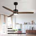 TCL Ceiling Fans with Light and Remote: 52 inch 3 Wooden Blades 3 Dimmable LED Fan for Room Indoor Modern Farmhouse Decor - 6 Speed Memory DC Reversible Fan Lights (Brown, 52 Inch)