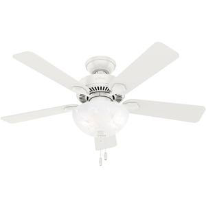 Hunter Fan Company, 50905, 44 inch Swanson Fresh White Ceiling Fan with LED Light Kit and Pull Chain