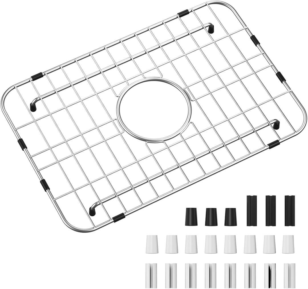 Sink Grid 18" X 12-1/2", Centered Drain with Corner Radius 1-1/2" (18" X 12-1/2" Centered Drain)