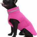 Mklhgty Waterproof Dog Coat for Small Dogs, Warm Dog Winter Jacket, Reflective Windproof Turtleneck Dog Cold Weather Coats with Adjustable Hook & Loop - Pink - S