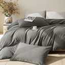 JELLYMONI Pillowcases King Set of 2 Washed Cotton Envelope Pillow Covers Linen-Like Texture,Deep Grey 2036in Bed Pillow Cases Soft Breathable (Pillows are not Included)