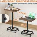 Adjustable Height Mobile TV Tray Table with Wheels, Portable Rolling Desk, and Laptop Table for Eating on Couch or Sofa, Featuring Upgraded Alloy Steel Support and a Sturdy Quadrilateral Base