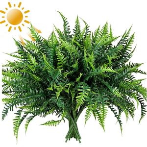 alyptus UV Resistant Fake Plants, 16 Bundles Artificial Plants Greenery, Realistic Fake Fern for Porch Decor & Outdoor Use