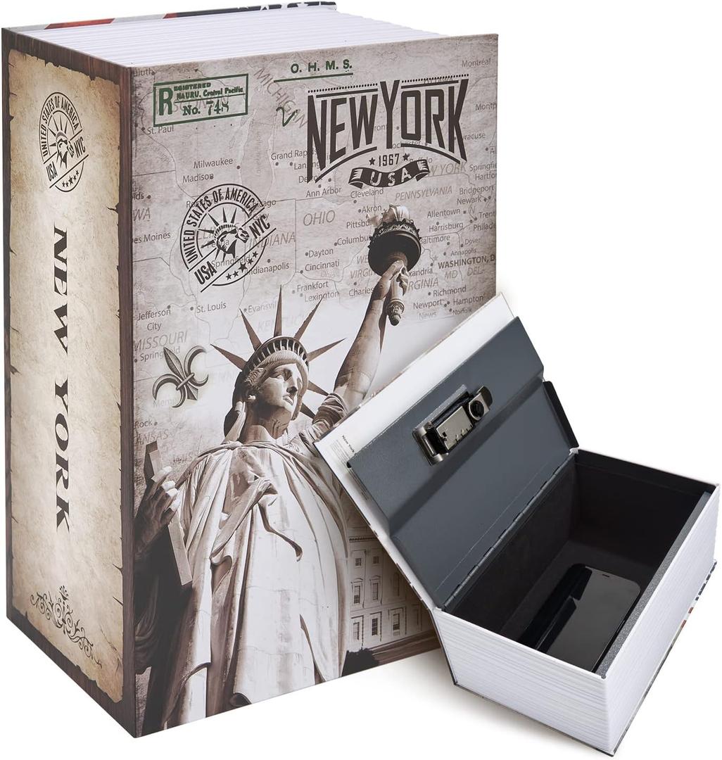 Book Safe Combination Lock Box: Ohuhu Extra Large Diversion Secret Safe Hide Money Jewelry Key Safe Containers Disguised Metal Lock Box Fake Book Concealment Furniture Hollow Case