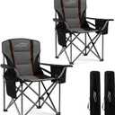 FAIR WIND 2 Pack Oversized Fully Padded Camping Chair with Lumbar Support, Heavy Duty Cooler Bag Fold Chair Support 450 LBS