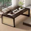Japanese Floor Table: Large Portable Folding Coffee Table Solid Wood Japanese Dining Table - No Assembly Low Foldable Japanese Table for Tatami(39.4 * 18.9 * 15.8)