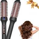 Thermal Brush1.5 inch Heated Round Brush for Blowout LookDouble VoltageNegative Ion Technology, Hot Hair Curling Brush with 9 Temperature Settings for All Hair Types