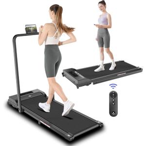 2 in 1 Walking Pad Treadmill, Foldable & Portable, 2.5HP, Black, Digital Display, 300lb Max Weight, Aluminum Frame 
