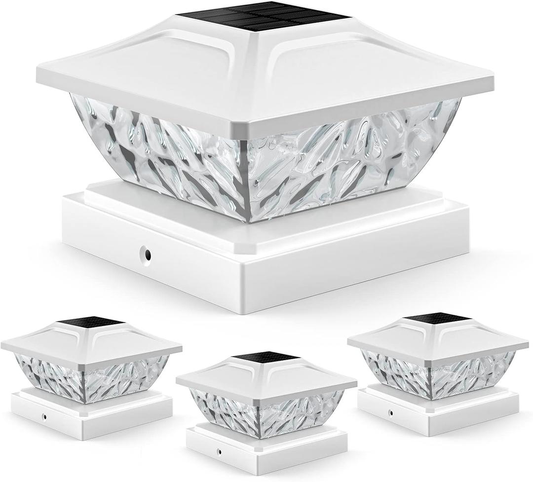 4 Pack Solar Post Cap Lights, 2 Mode Bright Solar Post Lights Outdoor Waterproof, Outdoor Post Lights Solar Powered Deck Lights for 4x4 4.5x4.5 5x5 Posts in Garden Decor