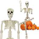 36" Halloween Skeleton Decorations, 3FT Halloween Posable Skeleton Plastic Realistic Human Full Body Bones with Movable Joints for Halloween Party Decor, Haunted House Props Indoor Outdoor Decoration, Pack of 2 