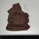 Women Halter Crop Tank Top Backless Tankini One Shoulder Ruched Knit Shirts Sexy Streetwear Sleeveless Y2k Tops with Pearl (Medium, Brown)