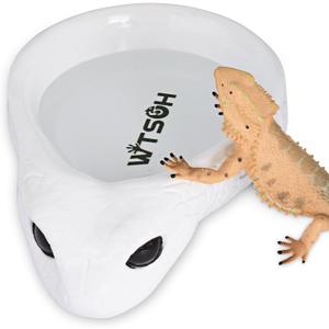 Reptile Water Dish - Snake Water Bowl, Gecko Food Cups, Crested Gecko Feeding Dish, Tortoise Food Bowl, Stable Resin Design for Small Reptiles, Perfect for Terrariums and Enclosures (White)